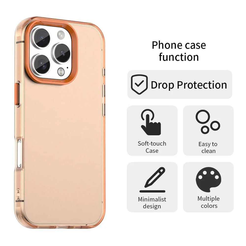 For iPhone 16 Pro Case PC+TPU+PET Matte Anti-Drop Phone Back Cover - Orange - 4
