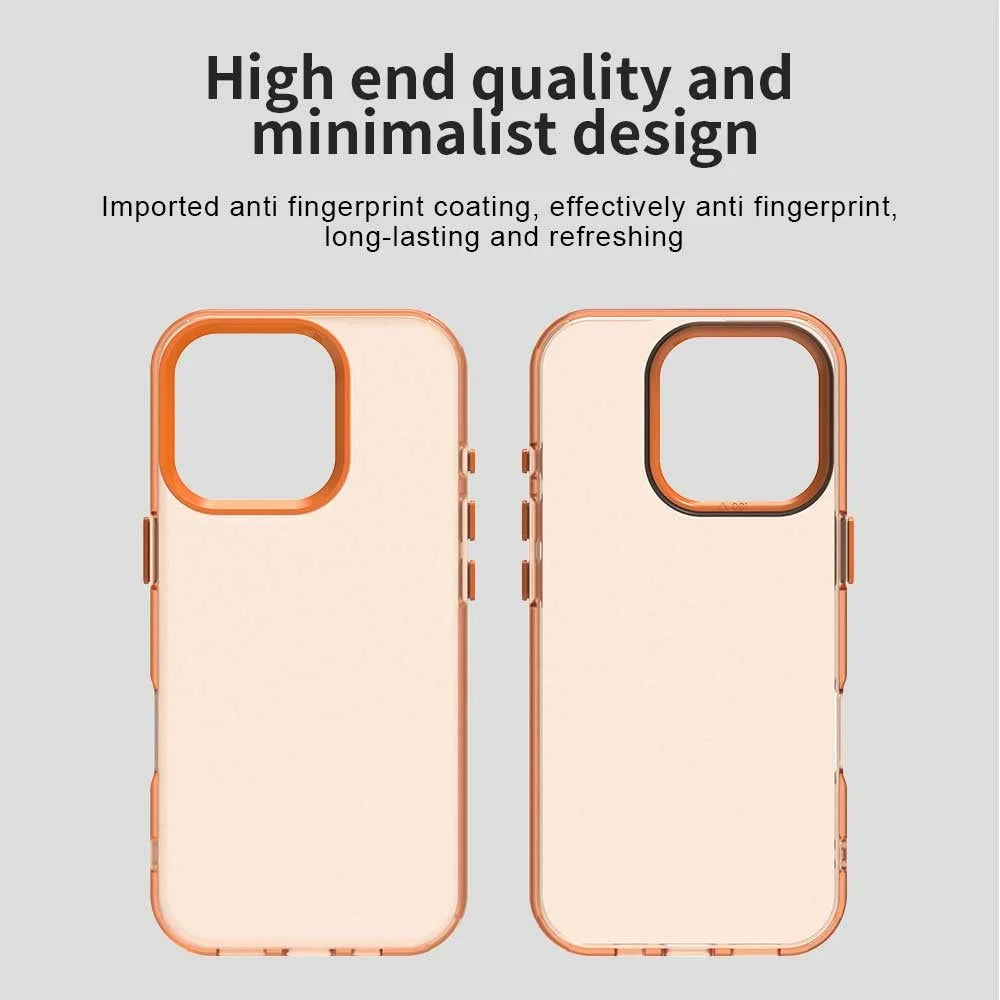 For iPhone 16 Pro Case PC+TPU+PET Matte Anti-Drop Phone Back Cover - Orange - 7
