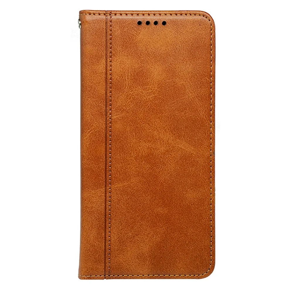 For iPhone 15 Case Hidden Magnetic Closure Calf Texture Leather Phone Cover - Yellow - 5