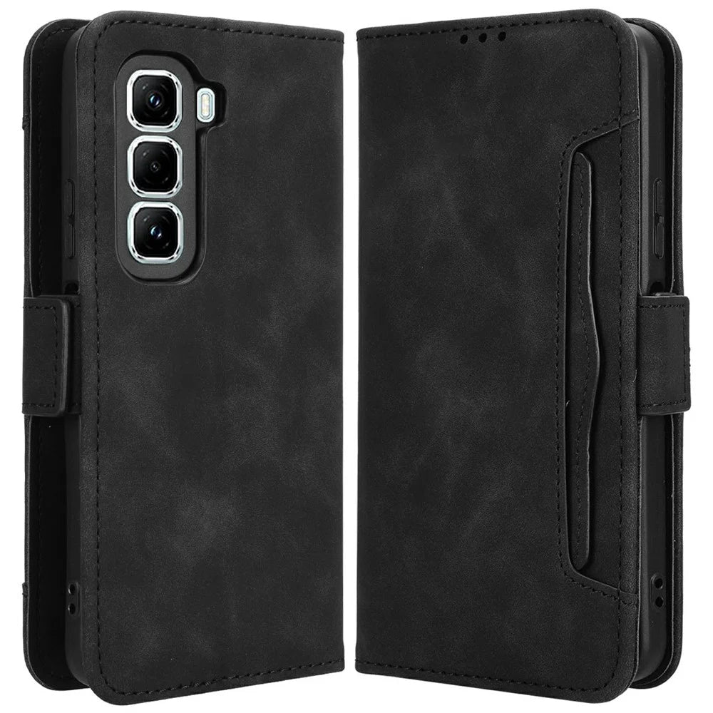 For Infinix Hot 50 Pro 4G X6881 Leather Case Phone Wallet Cover with Multiple Card Slots - Black - 1