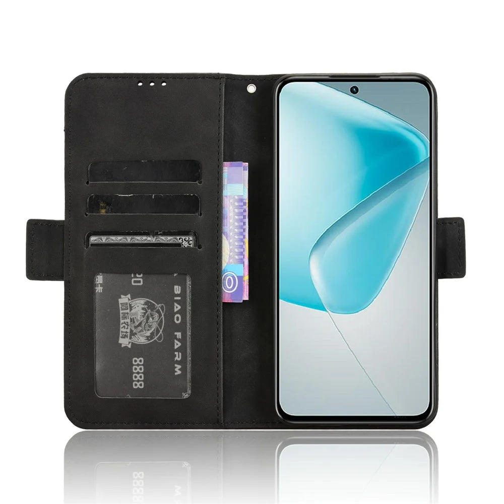 For Infinix Hot 50 Pro 4G X6881 Leather Case Phone Wallet Cover with Multiple Card Slots - Black - 3