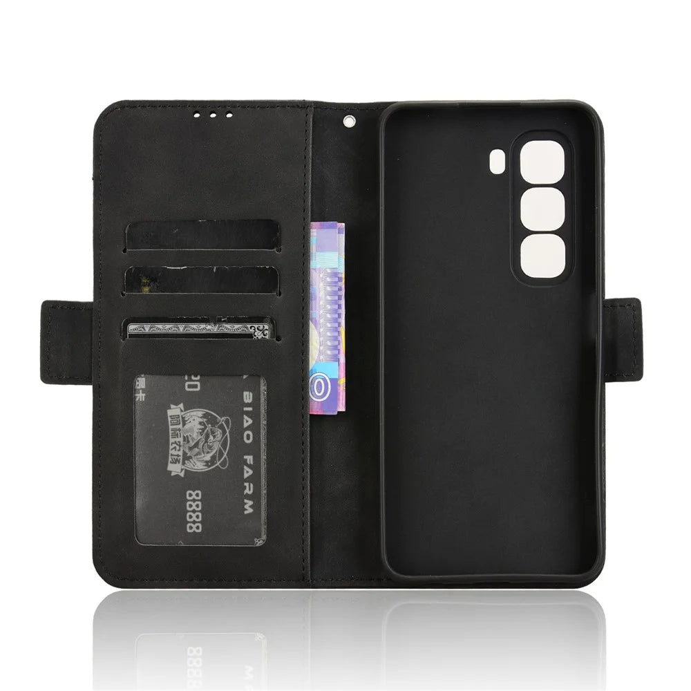 For Infinix Hot 50 Pro 4G X6881 Leather Case Phone Wallet Cover with Multiple Card Slots - Black - 5