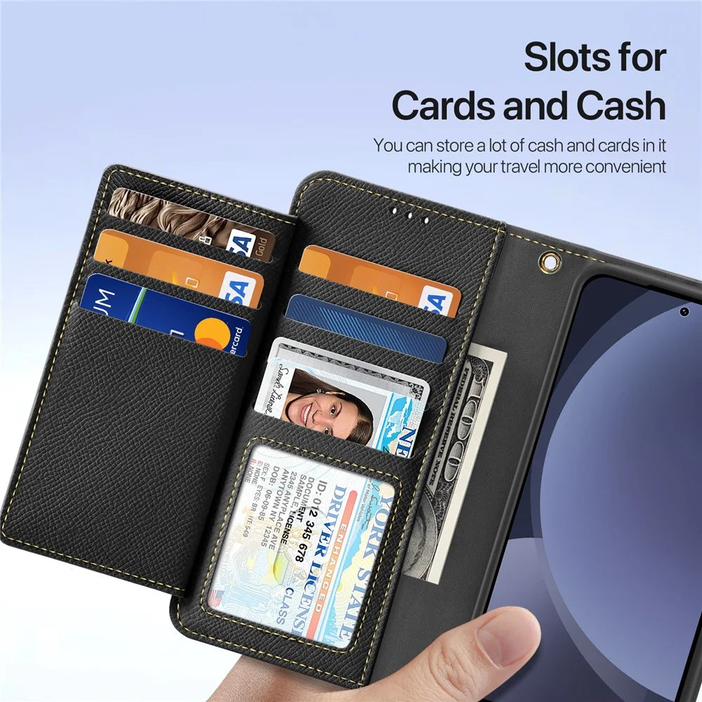 DUX DUCIS For Samsung Galaxy S25 Case  Lawa Series Detachable Magnetic Cowhide Leather Cover Zipper Wallet - Black - 7
