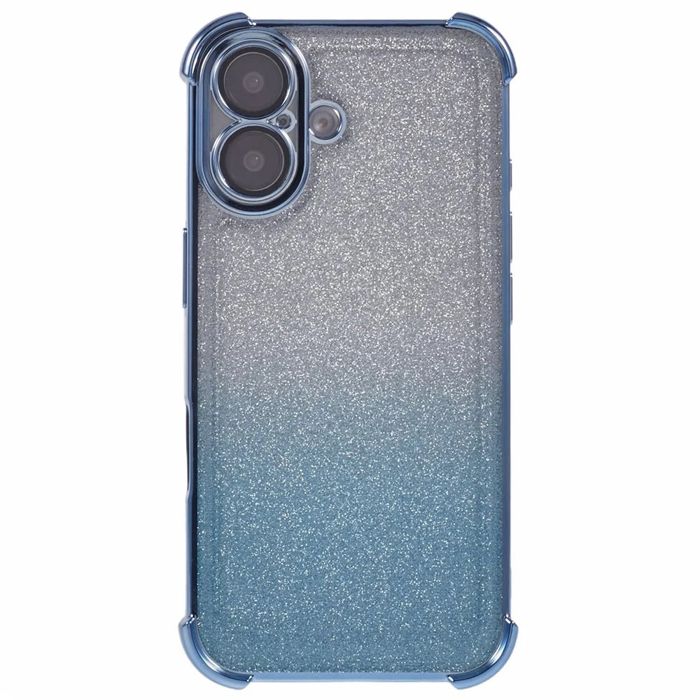 For iPhone 16 Plus Case Glitter TPU Phone Cover Reinforced Corners - Blue - 3