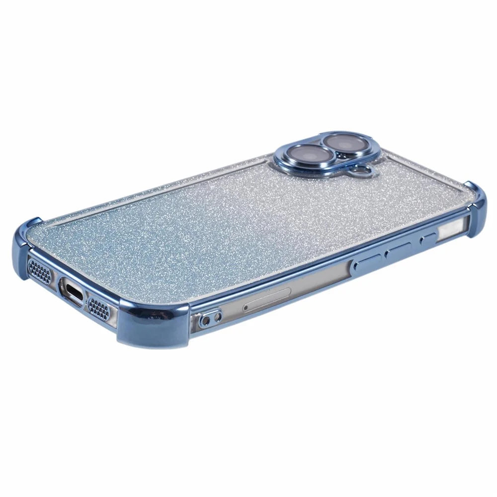 For iPhone 16 Plus Case Glitter TPU Phone Cover Reinforced Corners - Blue - 5