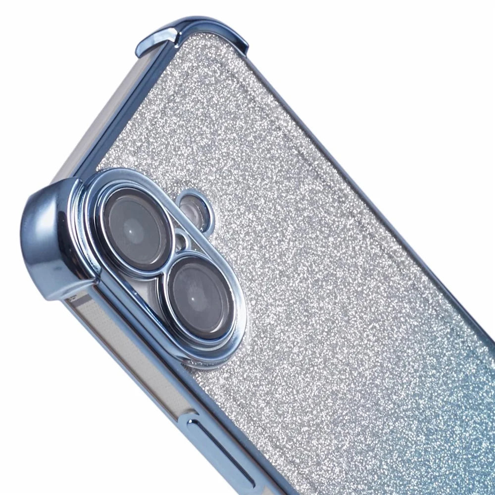 For iPhone 16 Plus Case Glitter TPU Phone Cover Reinforced Corners - Blue - 6