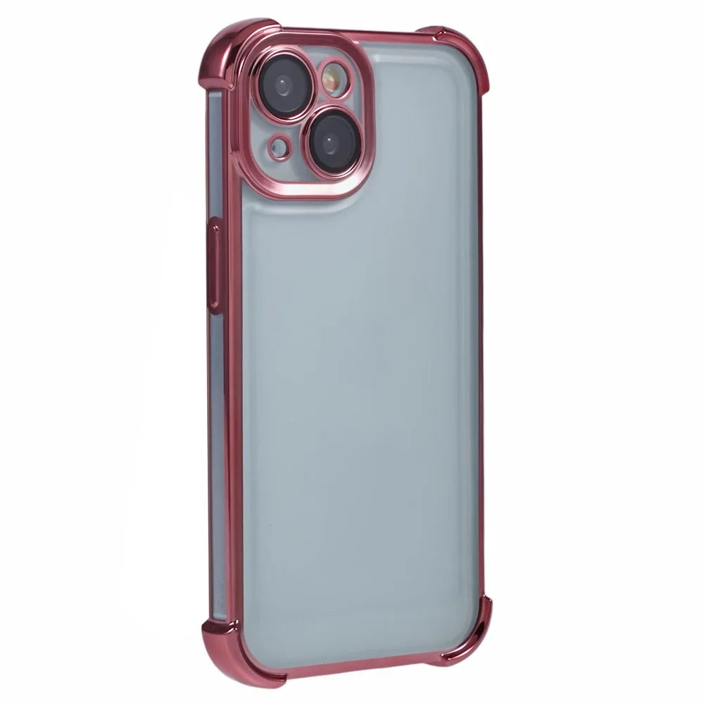 For iPhone 14 Case Reinforced Corners TPU Clear Back Cover - Pink - 1