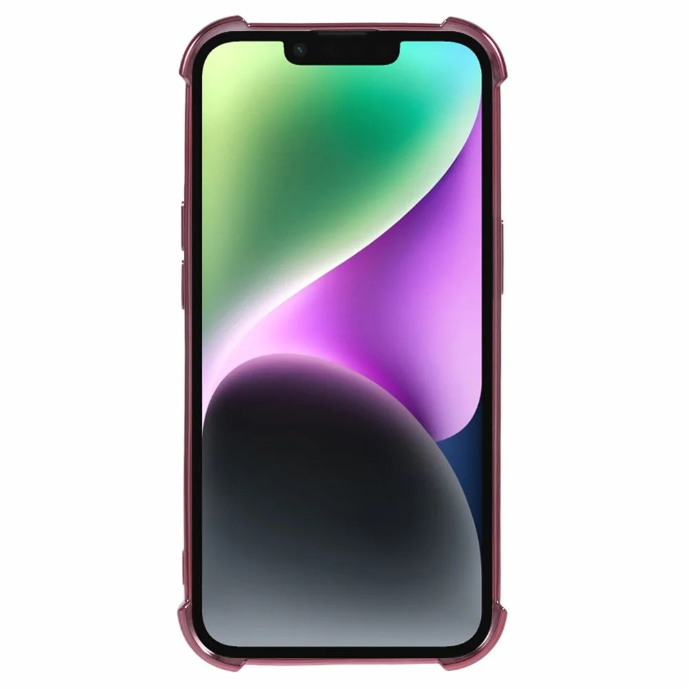For iPhone 14 Case Reinforced Corners TPU Clear Back Cover - Pink - 2