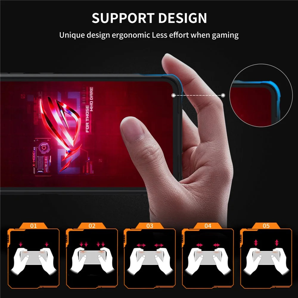 For Asus ROG Phone 7 5G / Phone 6 5G Shield Heat Dissipation Phone Case Liquid Silicone+PC Back Cover - Black - 4