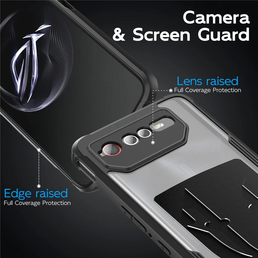 For Asus ROG Phone 7 5G / Phone 6 5G Shield Heat Dissipation Phone Case Liquid Silicone+PC Back Cover - Black - 7