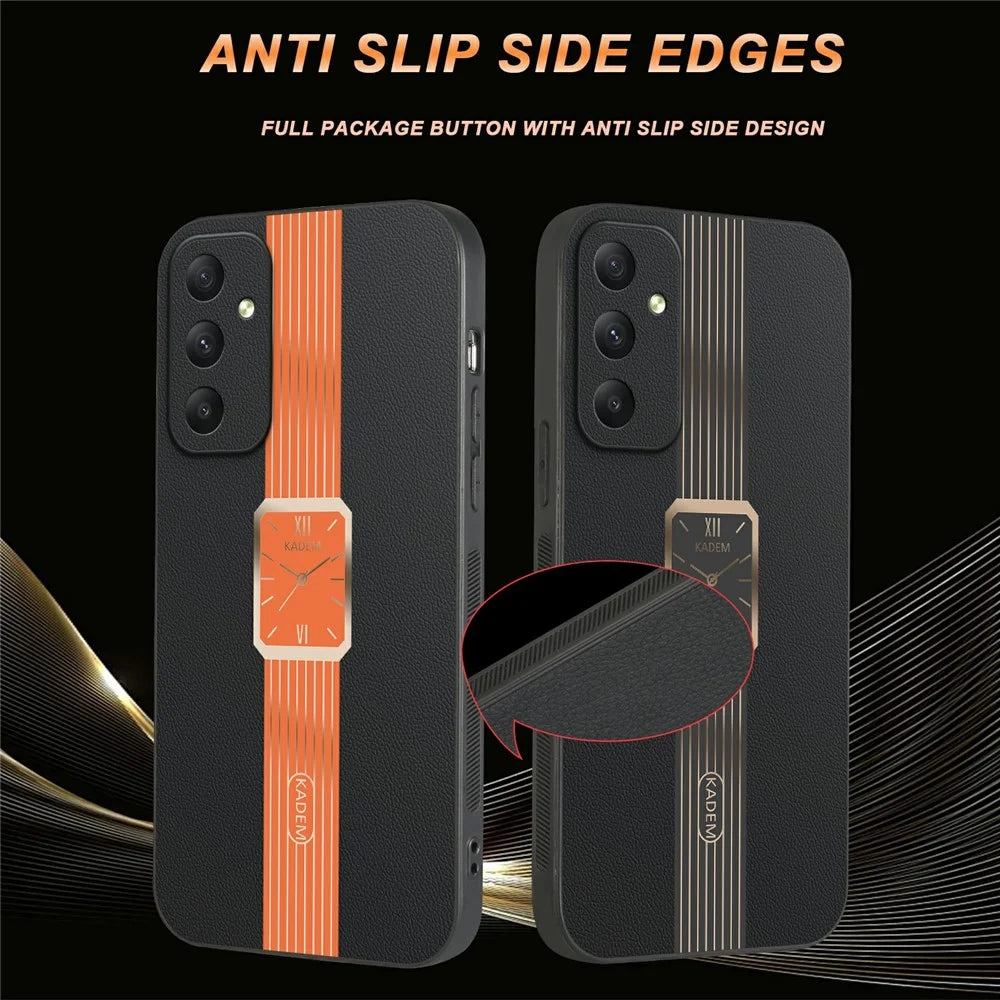 KADEM For Samsung Galaxy A35 5G Case Leather+TPU+Acrylic Anti-Scratch Phone Cover - Orange - 3