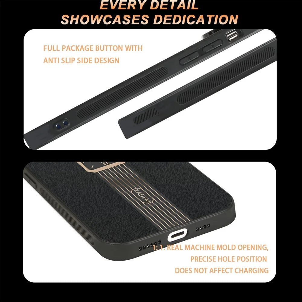 KADEM For Samsung Galaxy A35 5G Case Leather+TPU+Acrylic Anti-Scratch Phone Cover - Orange - 6