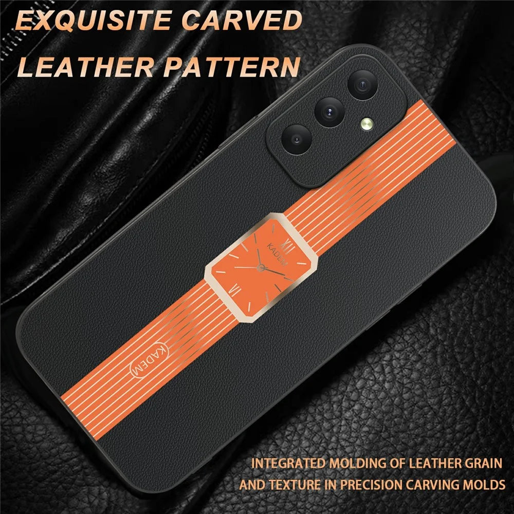 KADEM For Samsung Galaxy A35 5G Case Leather+TPU+Acrylic Anti-Scratch Phone Cover - Orange - 7