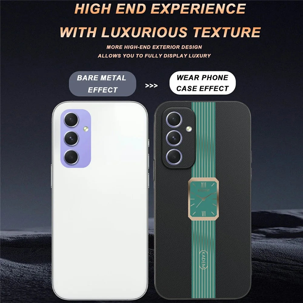 KADEM For Samsung Galaxy A55 5G Case Leather+TPU+Acrylic Anti-Scratch Phone Cover - Orange - 5