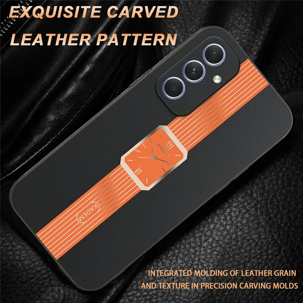 KADEM For Samsung Galaxy A55 5G Case Leather+TPU+Acrylic Anti-Scratch Phone Cover - Orange - 7
