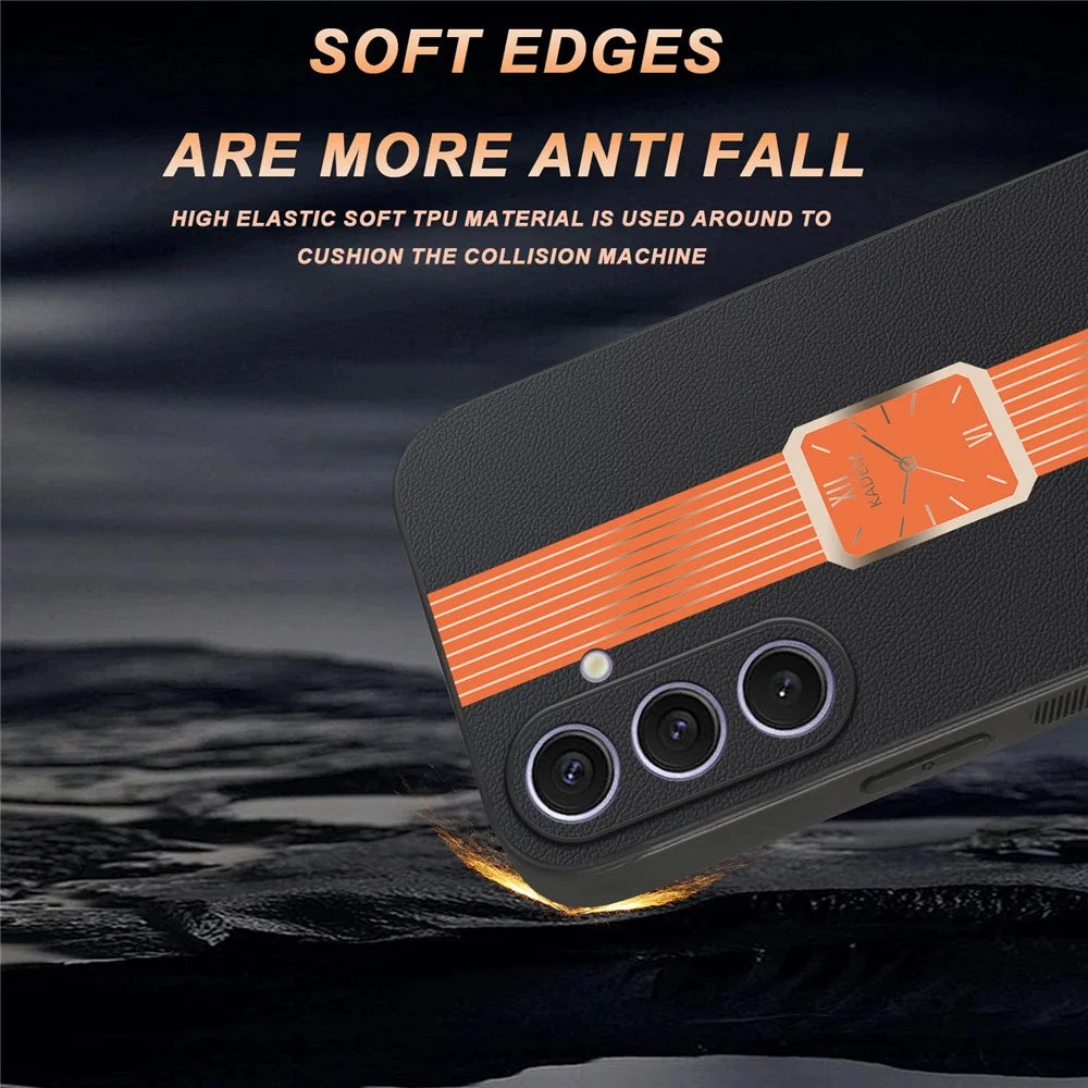 KADEM For Samsung Galaxy S25+ Case Leather+TPU+Acrylic Anti-Scratch Phone Cover - Orange - 5