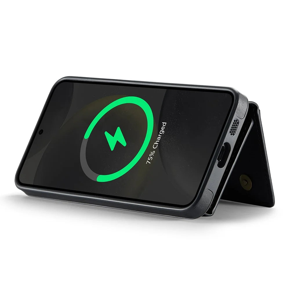 MAGKING K2 Series For Samsung Galaxy S24 Magnetic Case PC+TPU+PU Phone Cover - Black - 7