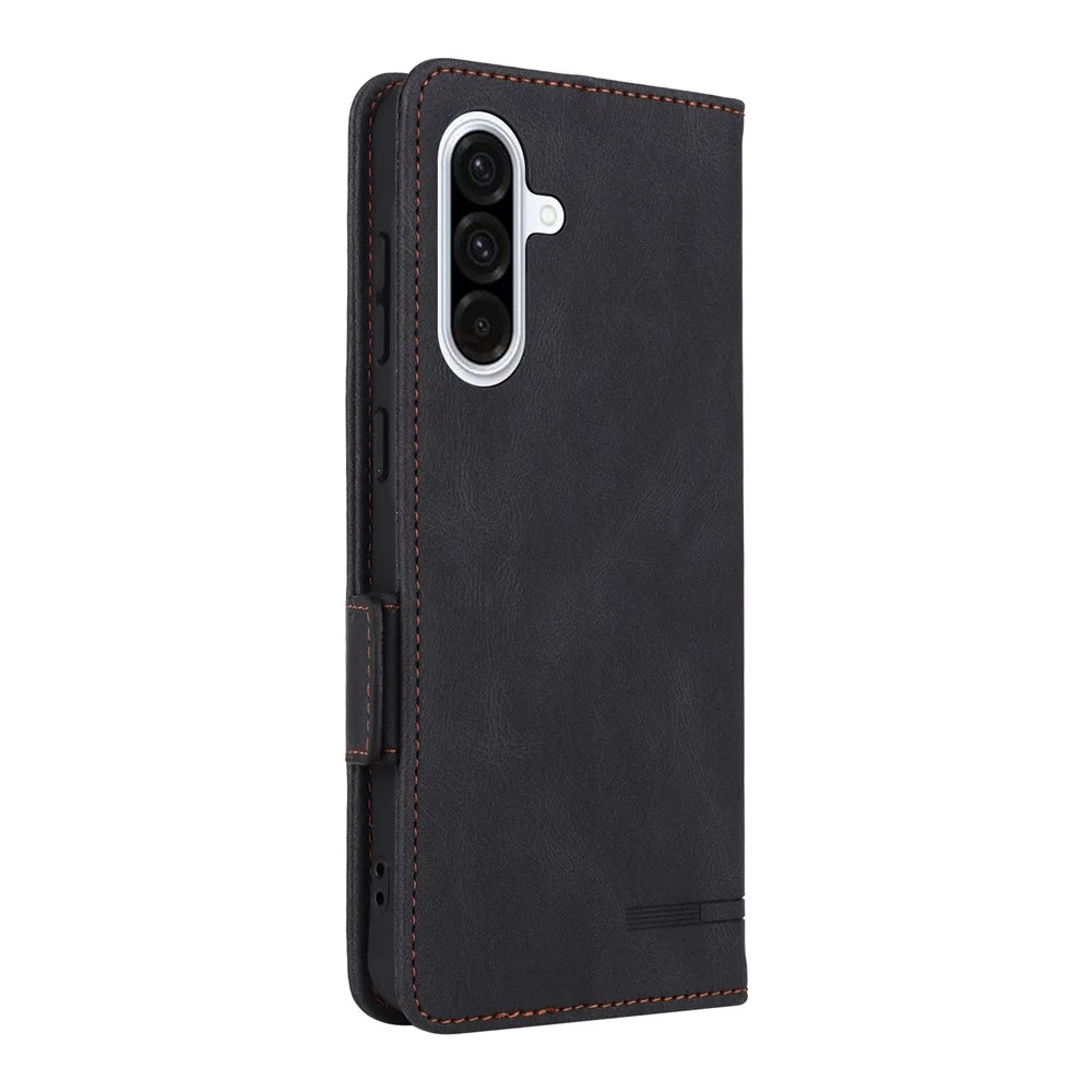 For Samsung Galaxy A36 5G Case Leather Wallet Flip Phone Cover with Hardware Decor - Black - 7