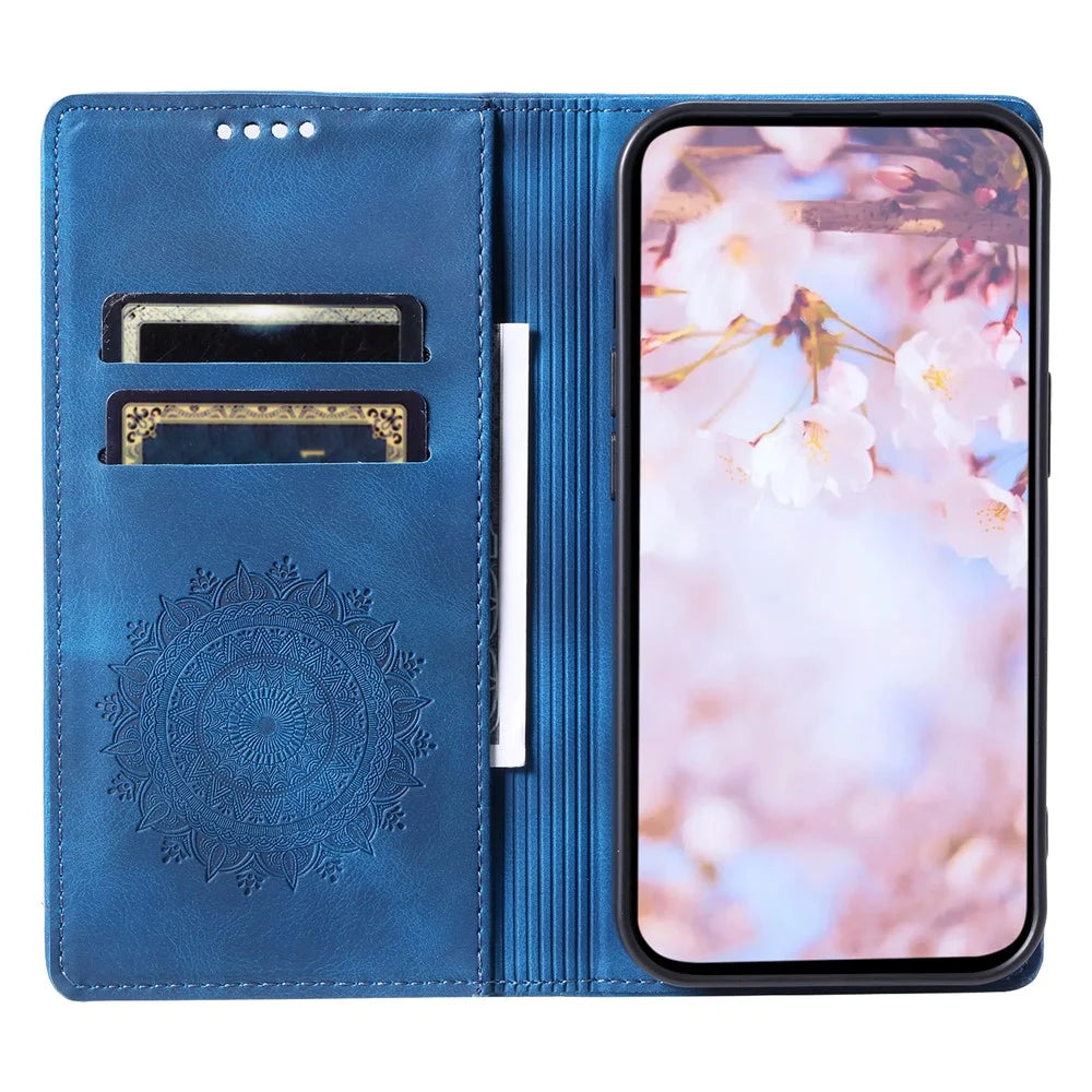 Style-010 For Samsung Galaxy A36 5G Case Magnetic Closing Leather Phone Cover Pattern Imprinted - Blue - 2