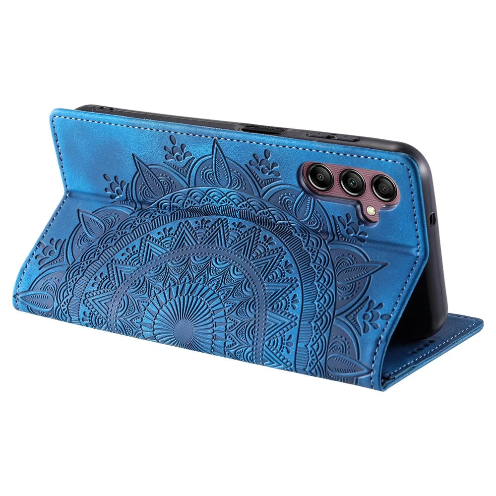Style-010 For Samsung Galaxy A36 5G Case Magnetic Closing Leather Phone Cover Pattern Imprinted - Blue - 4