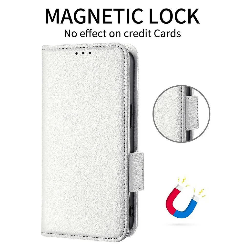 For ZTE nubia Z60S Pro 5G Case with Wrist Strap Litchi Texture PU Leather Wallet Phone Cover - White - 5