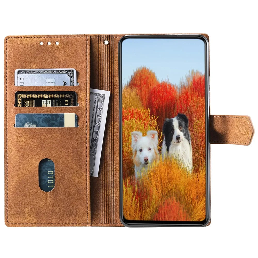 TTUDRCH Style 004 For Samsung Galaxy A56 5G Leather Case RFID Blocking Wallet Stand Phone Cover with Strap - Brown - 2