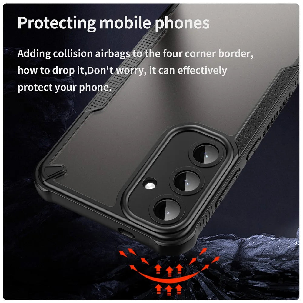 For Samsung Galaxy S25+ / S24+ Case PC+TPU Frosted Phone Back Cover - Black - 3