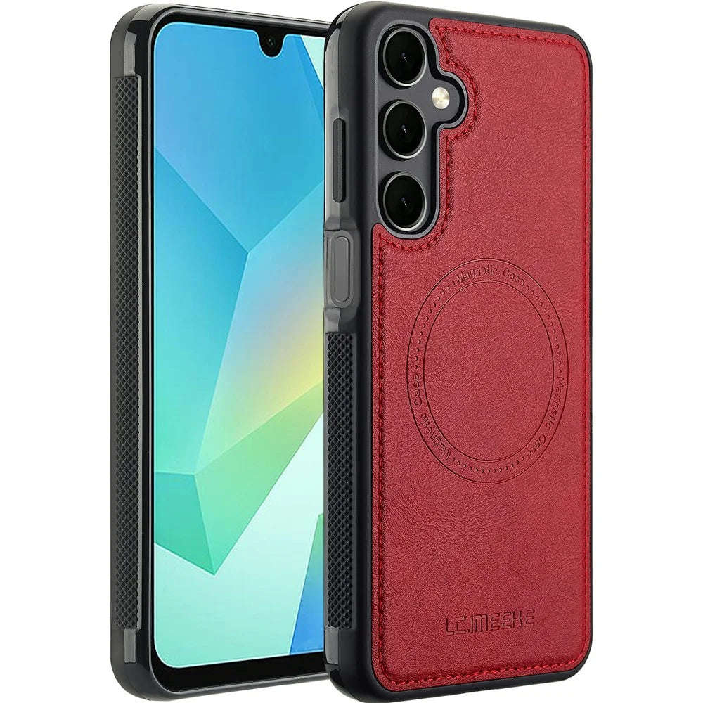LC.IMEEKE For Samsung Galaxy A35 5G Magnetic Case Leather+TPU Back Cover - Red - 1