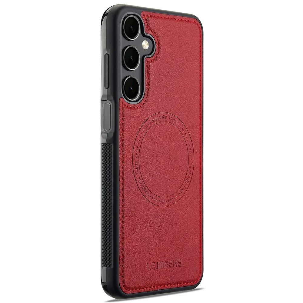 LC.IMEEKE For Samsung Galaxy A55 5G Magnetic Case Leather+TPU Back Cover - Red - 2