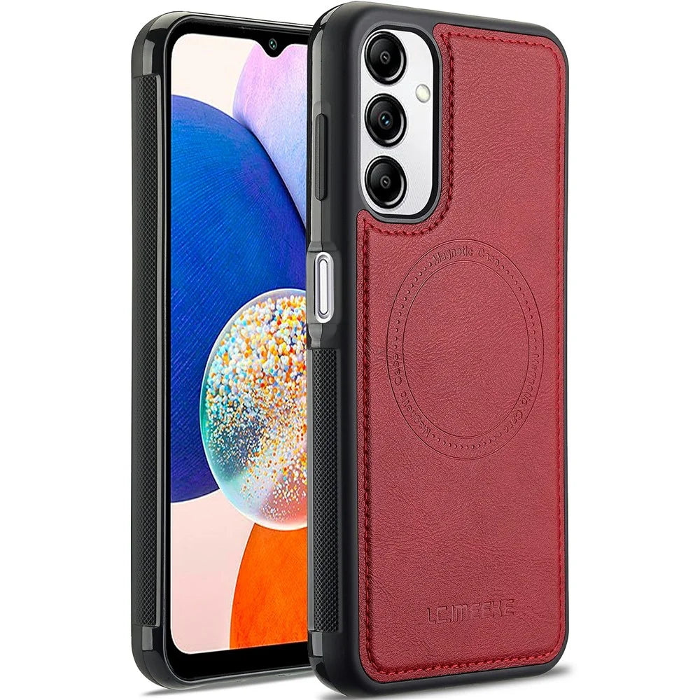 LC.IMEEKE For Samsung Galaxy A34 5G Magnetic Case Leather+TPU Back Cover - Red - 1