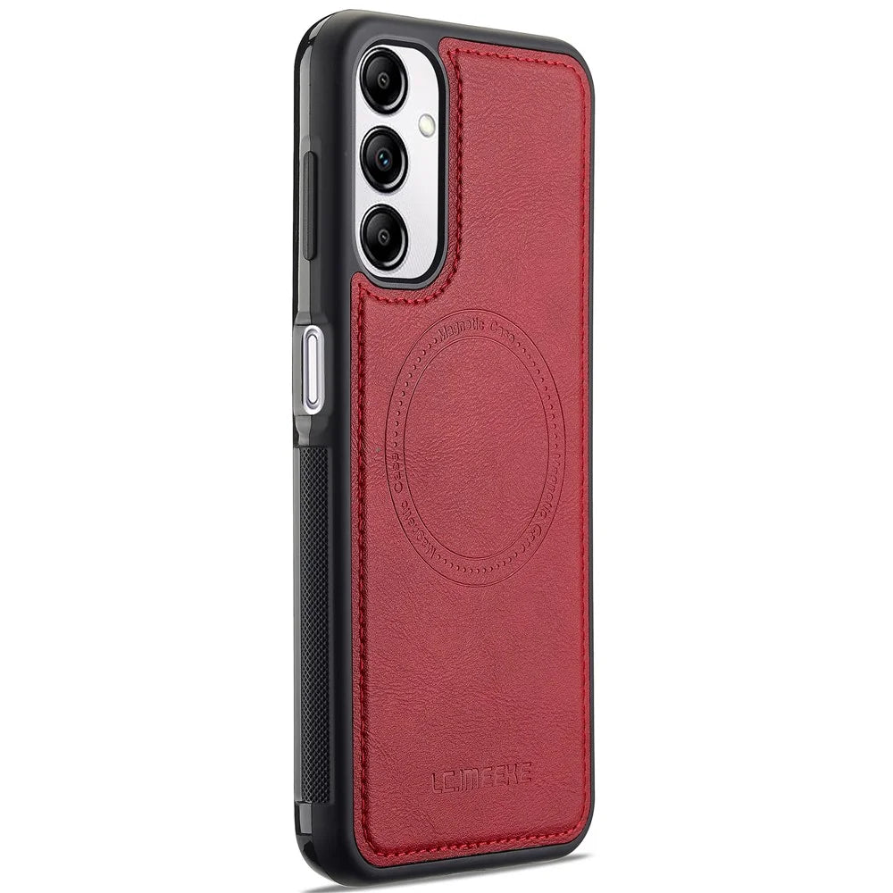 LC.IMEEKE For Samsung Galaxy A34 5G Magnetic Case Leather+TPU Back Cover - Red - 2