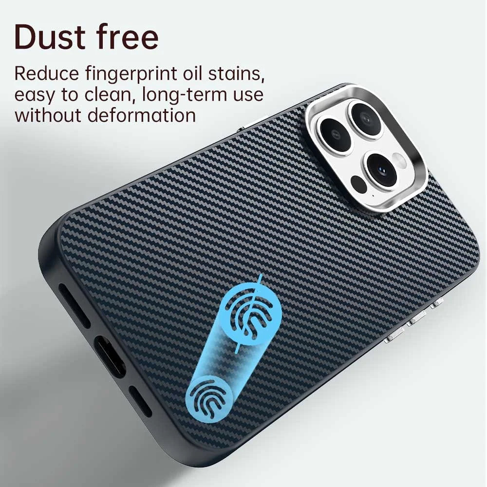 For iPhone 13 Pro Case Cell Phone Hybrid Back Cover Carbon Fiber Texture - Blue - 4