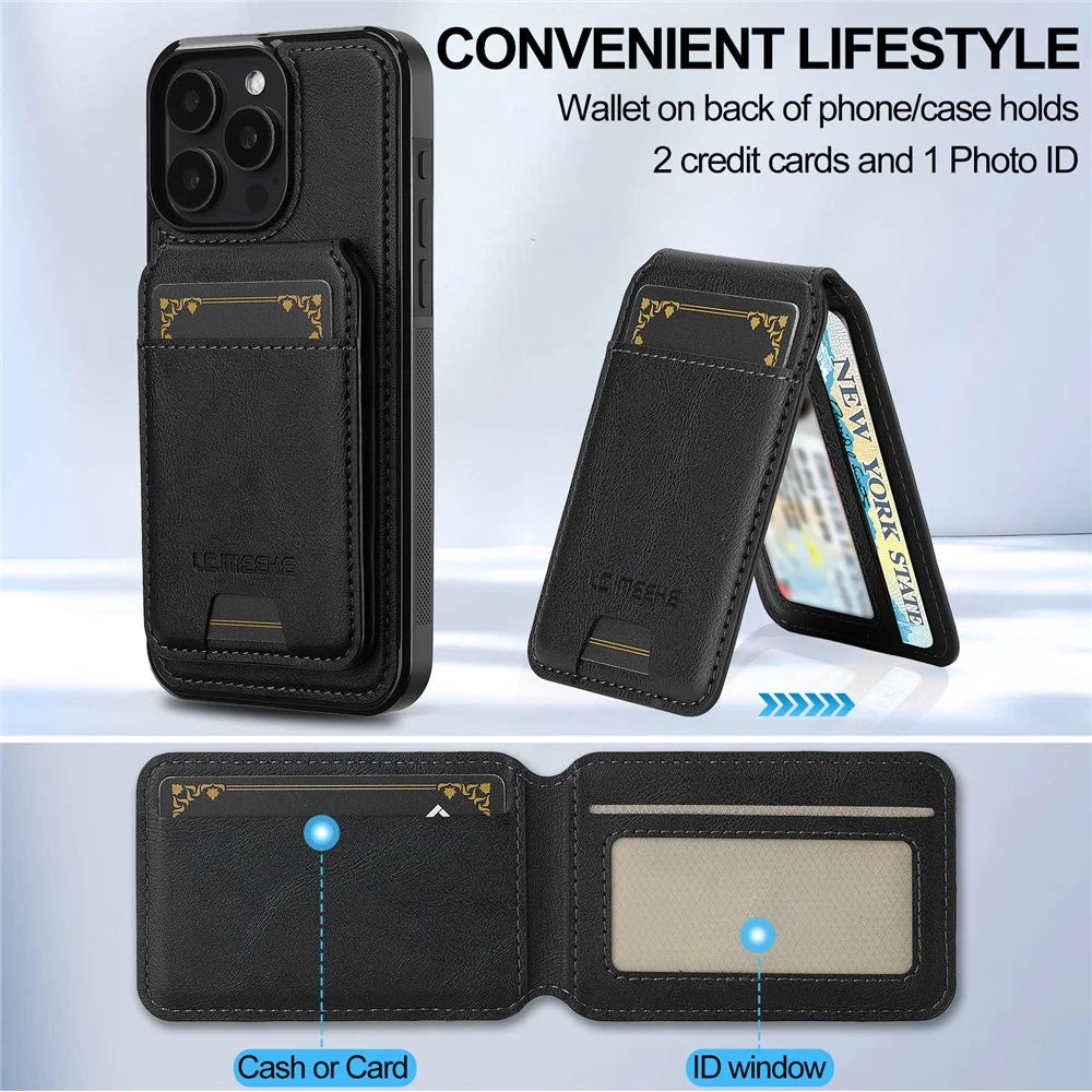 LC.IMEEKE L3 For iPhone 14 Pro Magnetic Case Detachable Card Holder Leather+TPU Mobile Cover - Black - 5