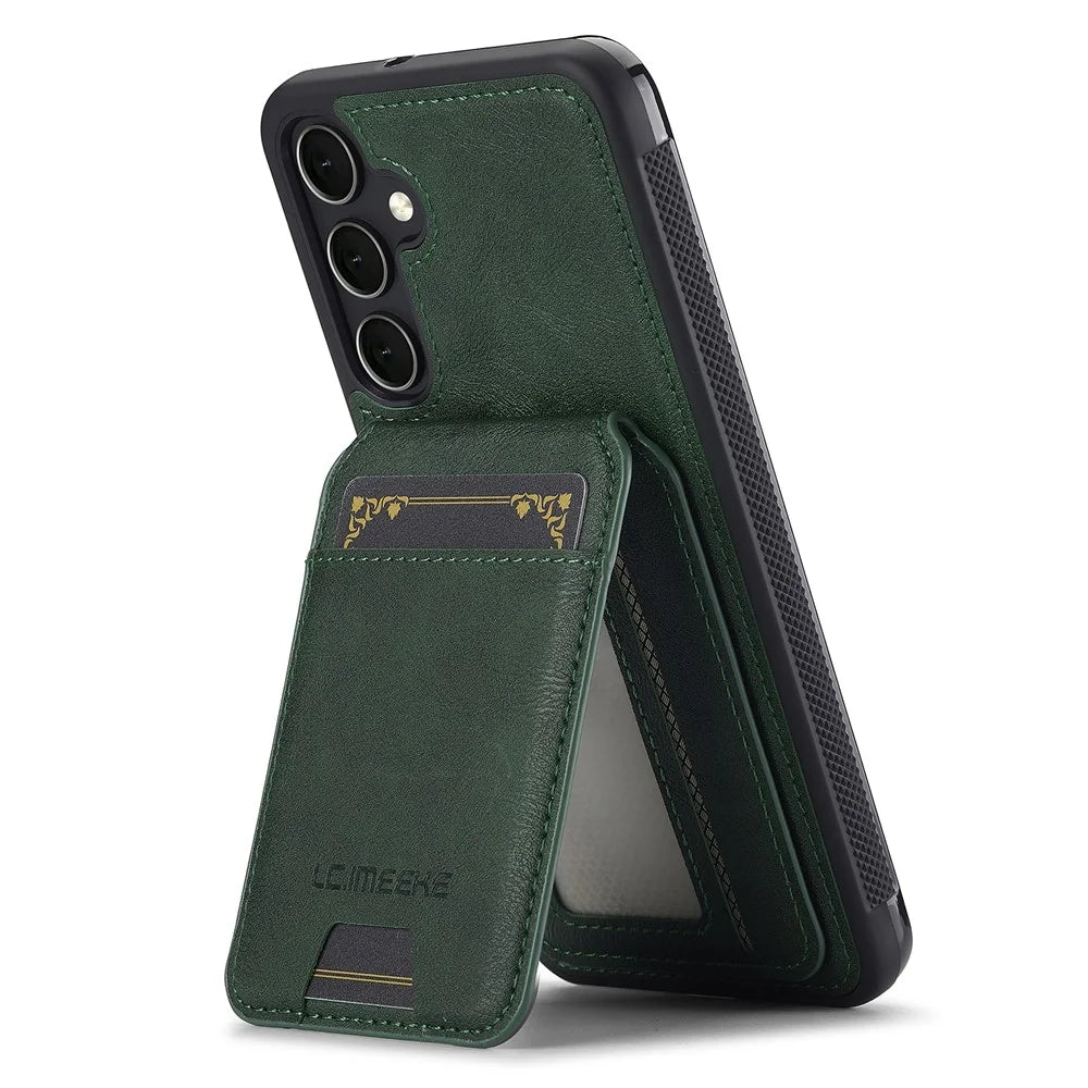 LC.IMEEKE L3 For Samsung Galaxy S23 FE Magnetic Case Detachable Card Holder Leather+TPU Mobile Cover - Green - 2