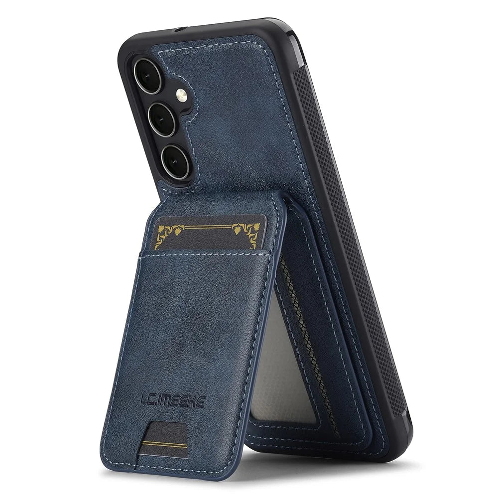 LC.IMEEKE L3 For Samsung Galaxy A55 5G Magnetic Case Detachable Card Holder Leather+TPU Mobile Cover - Blue - 2