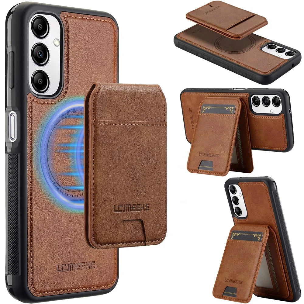 LC.IMEEKE L3 For Samsung Galaxy A34 5G Magnetic Case Detachable Card Holder Leather+TPU Mobile Cover - Brown - 1
