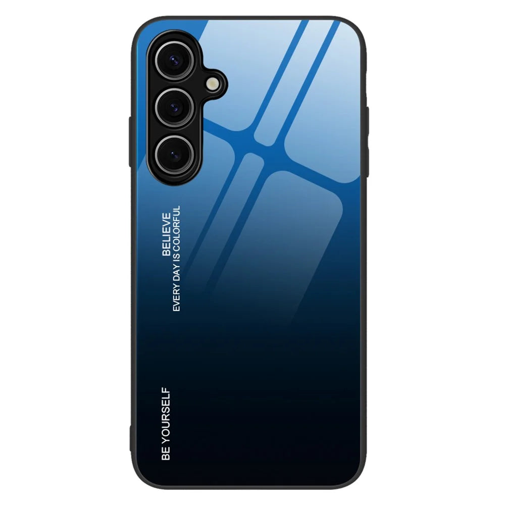 For Samsung Galaxy A16 5G  /  4G Case Gradient Color Tempered Glass+TPU Phone Cover - Blue  /  Black - 1