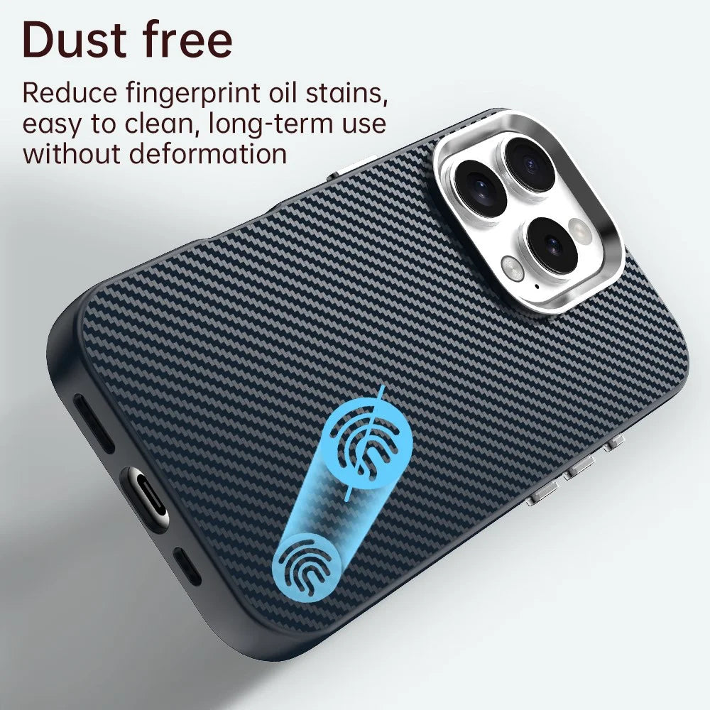 For iPhone 16 Pro Case Cell Phone Hybrid Back Cover Carbon Fiber Texture - Blue - 4
