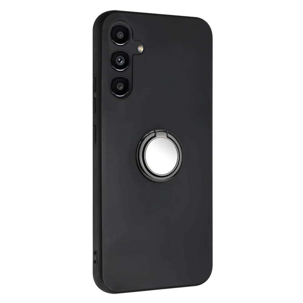 For Samsung Galaxy A26 5G Matte Case Ring Kickstand Soft TPU Phone Cover - Black - 1