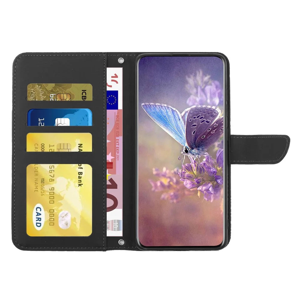 For Samsung Galaxy A56 5G / M56 5G Case Anti-Drop Leather Phone Cover Butterfly Flower Imprint - Black - 2