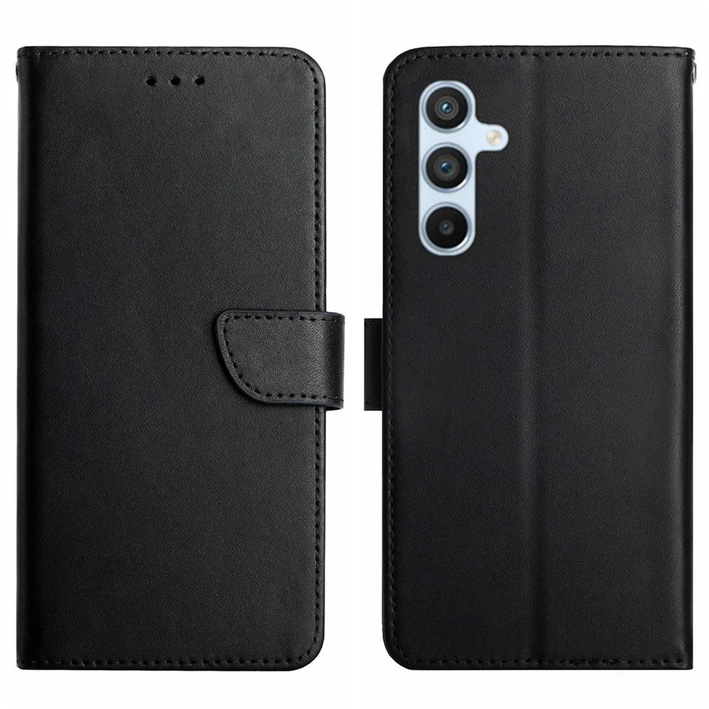 For Samsung Galaxy A56 5G / M56 5G Case Genuine Cow Leather Phone Cover Nappa Texture - Black - 1