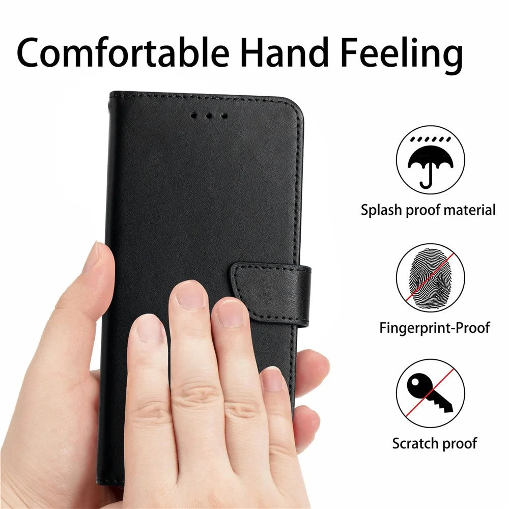 For Samsung Galaxy A56 5G / M56 5G Case Genuine Cow Leather Phone Cover Nappa Texture - Black - 4