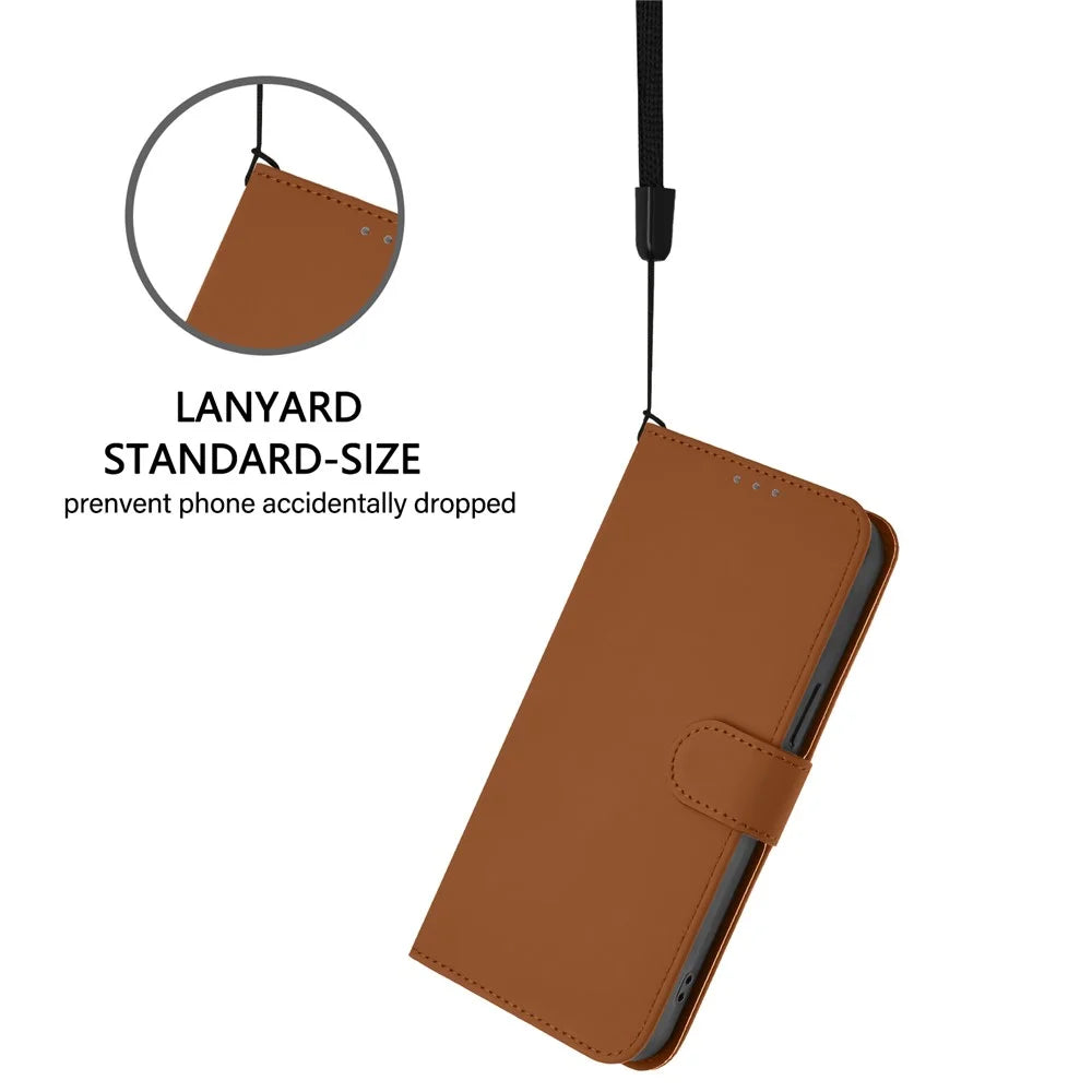 For Samsung Galaxy A37 5G / A56 5G / A36 5G Case Solid Color Wallet Leather Phone Cover with Strap - Brown - 4