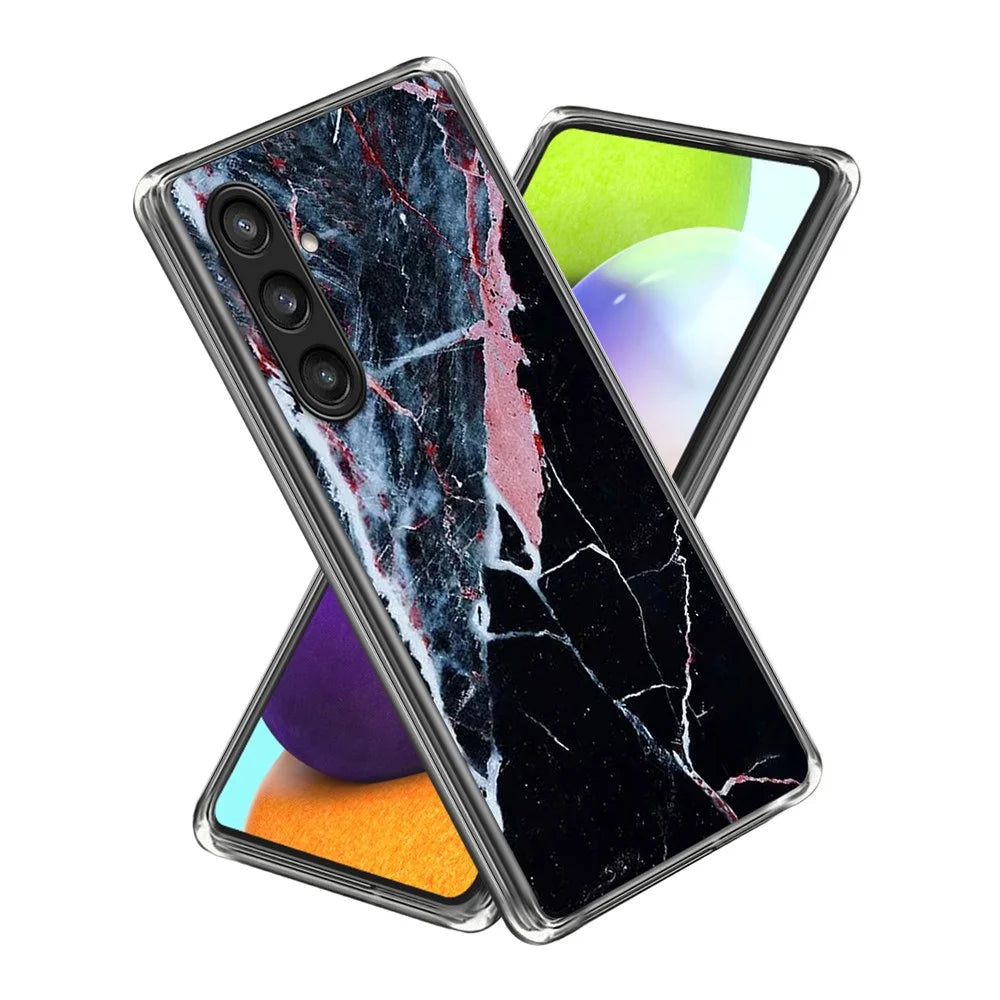 For Samsung Galaxy S25 Case Pattern Printing TPU Phone Back Cover - Black Marble - 1