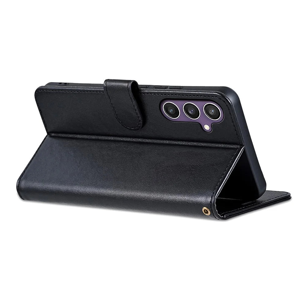 AZNS For Samsung Galaxy A16 5G  /  4G Case Anti-Scratch PU Leather Stand Wallet Phone Cover - Black - 4