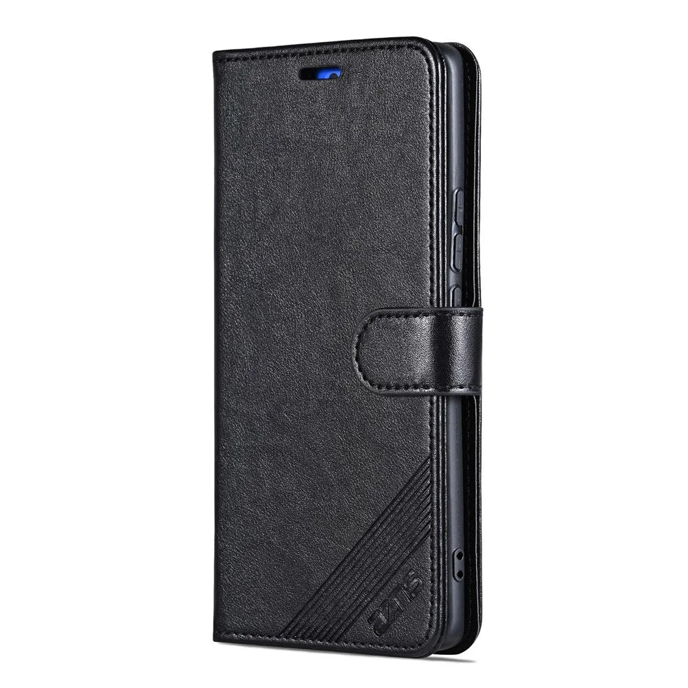 AZNS For Samsung Galaxy A16 5G  /  4G Case Anti-Scratch PU Leather Stand Wallet Phone Cover - Black - 7
