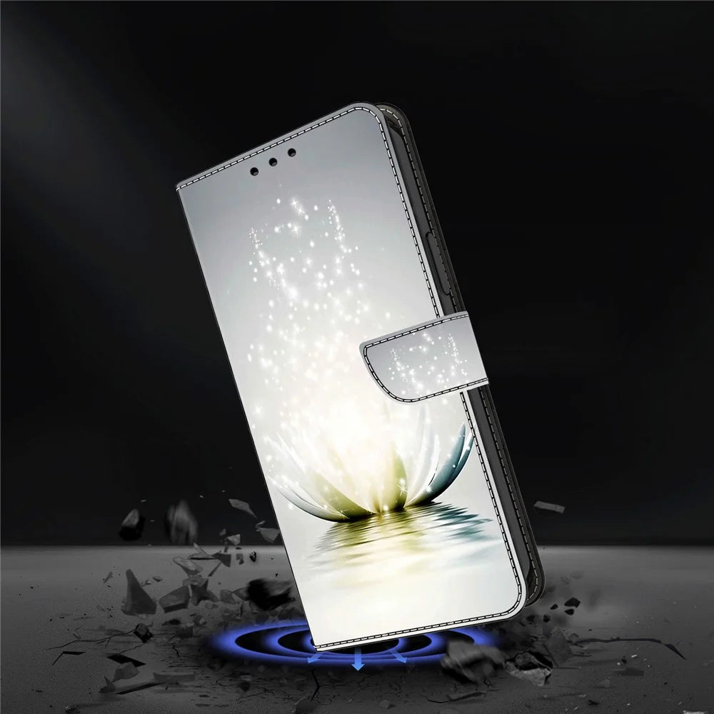 For Samsung Galaxy S25 Ultra Case 3D Pattern PU Leather Wallet Phone Cover with Stand - Lotus - 4