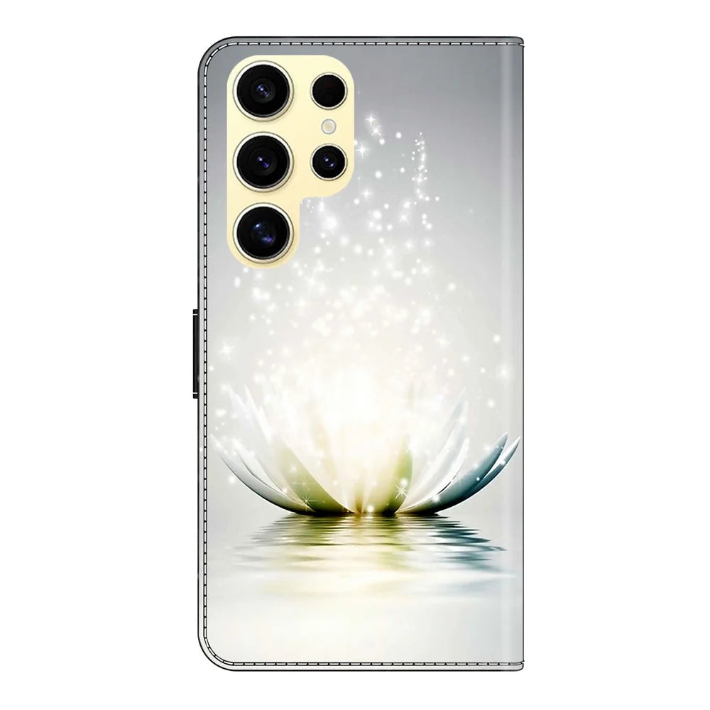For Samsung Galaxy S25 Ultra Case 3D Pattern PU Leather Wallet Phone Cover with Stand - Lotus - 6