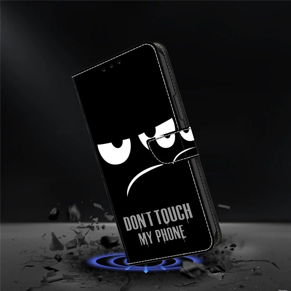 For Samsung Galaxy S25+ Case Magnetic Clasp 3D Pattern Leather Wallet Phone Cover - Don't Touch My Phone - 4