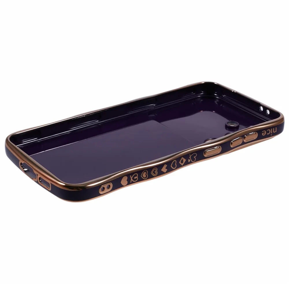 For Samsung Galaxy S25 Case Love Hearts TPU Phone Cover Curly Wave Frame Large Window - Dark Purple - 4